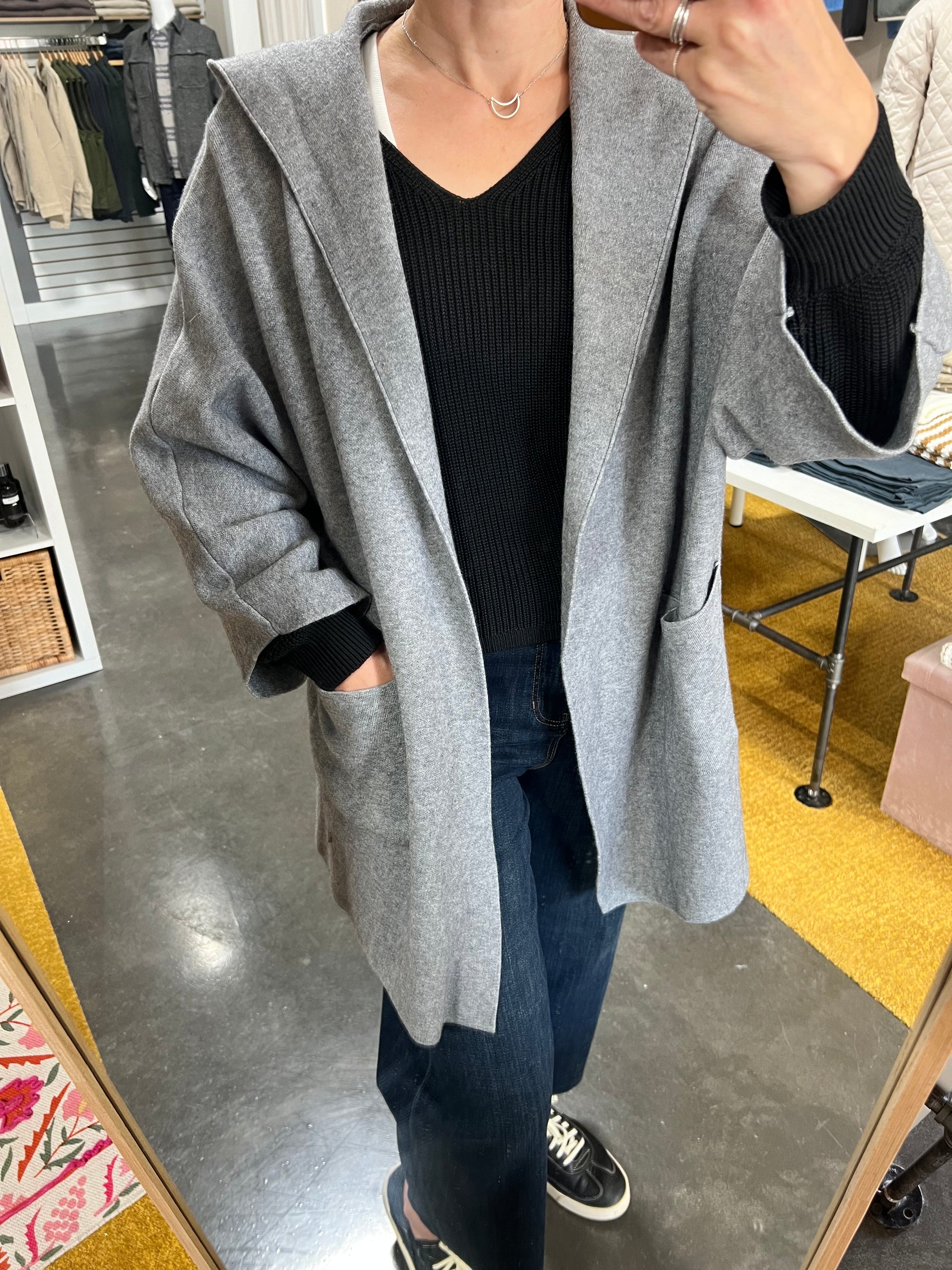 Tracy Hooded Cardi Coat in Grey