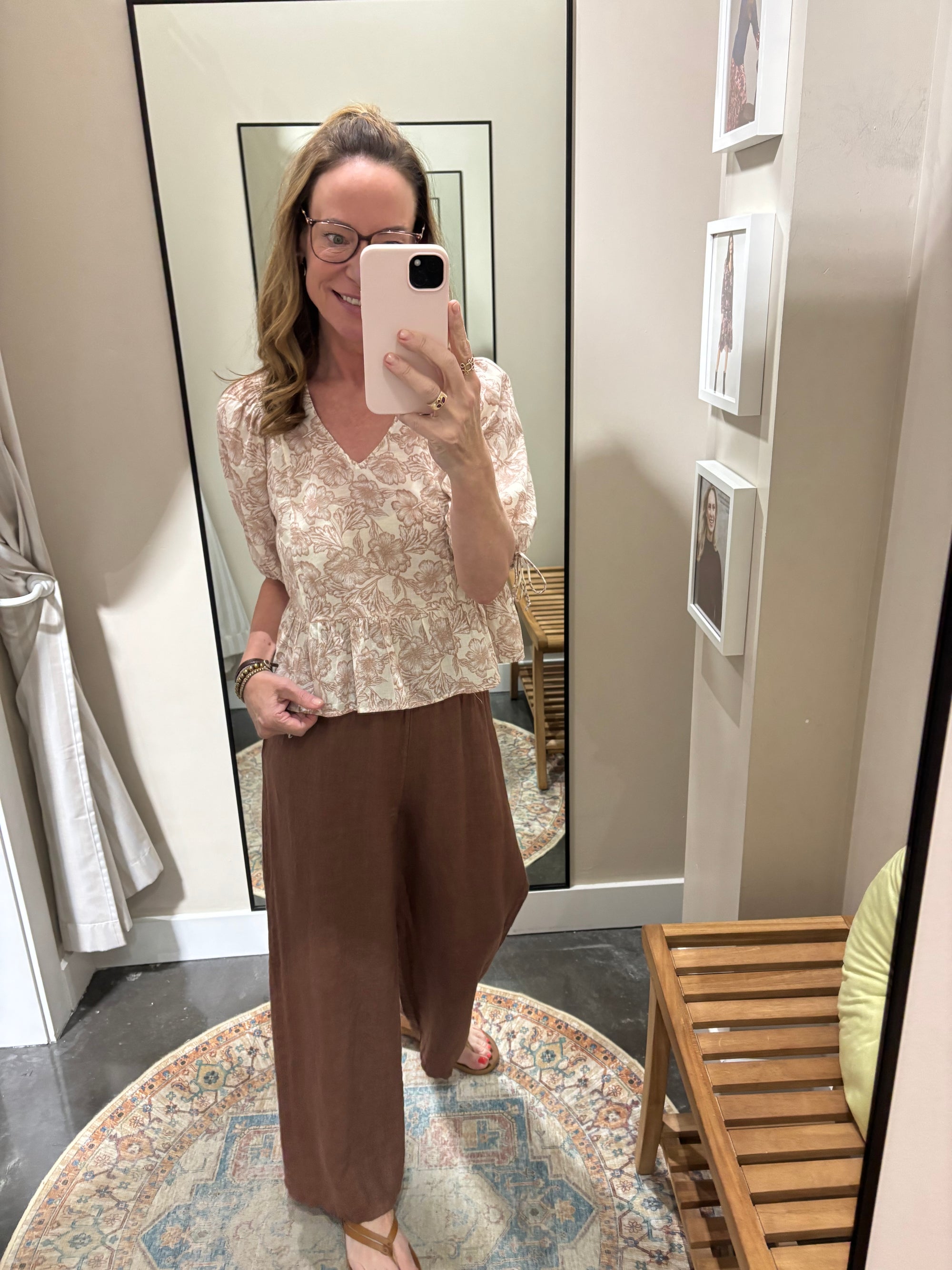Lenore Wide Leg Linen Pant - Espresso Brown