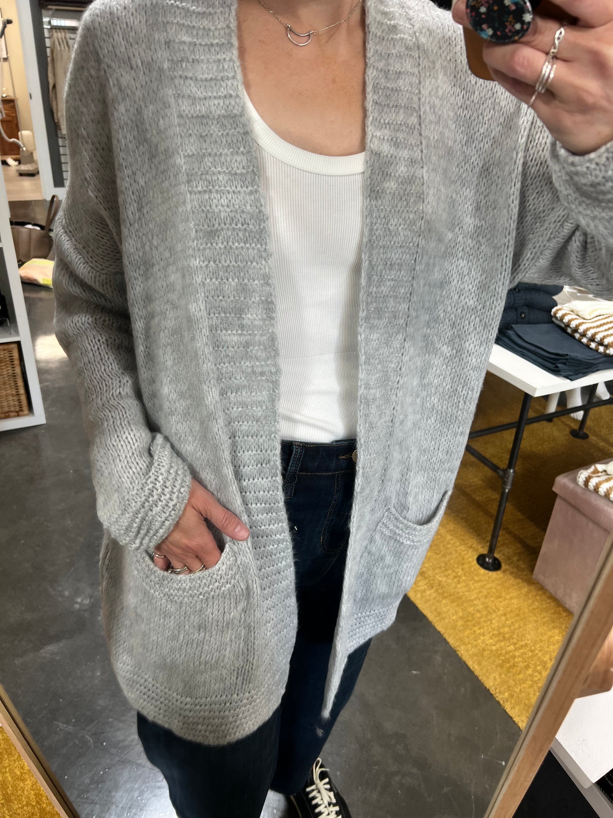 Carrie Light Knit Cardi in Grey