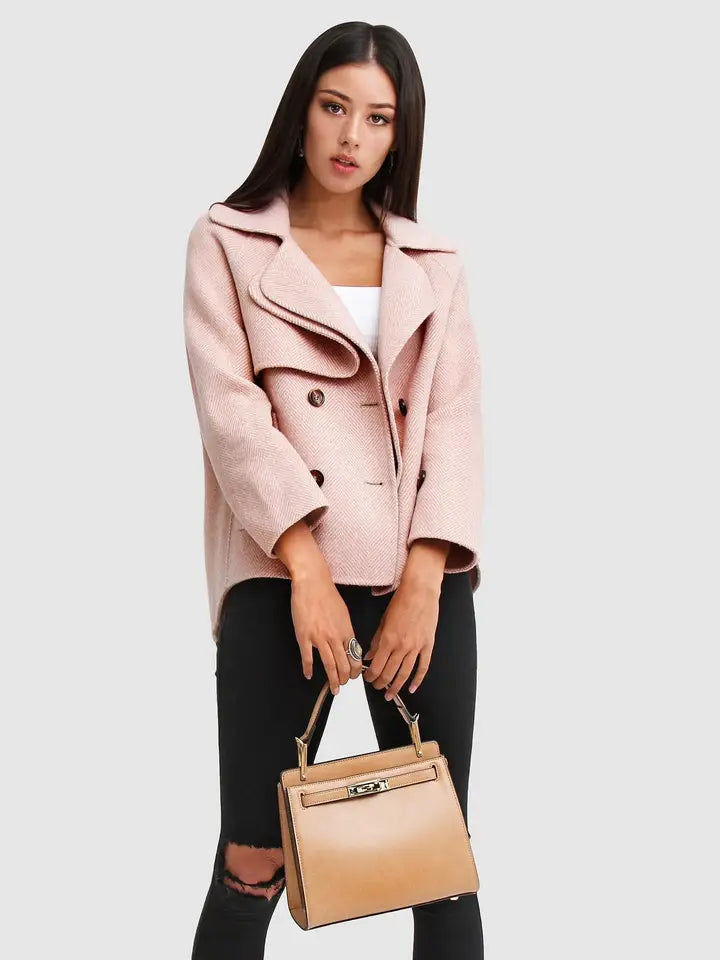 I'm Yours Wool Blend Peacoat - Blush Pink