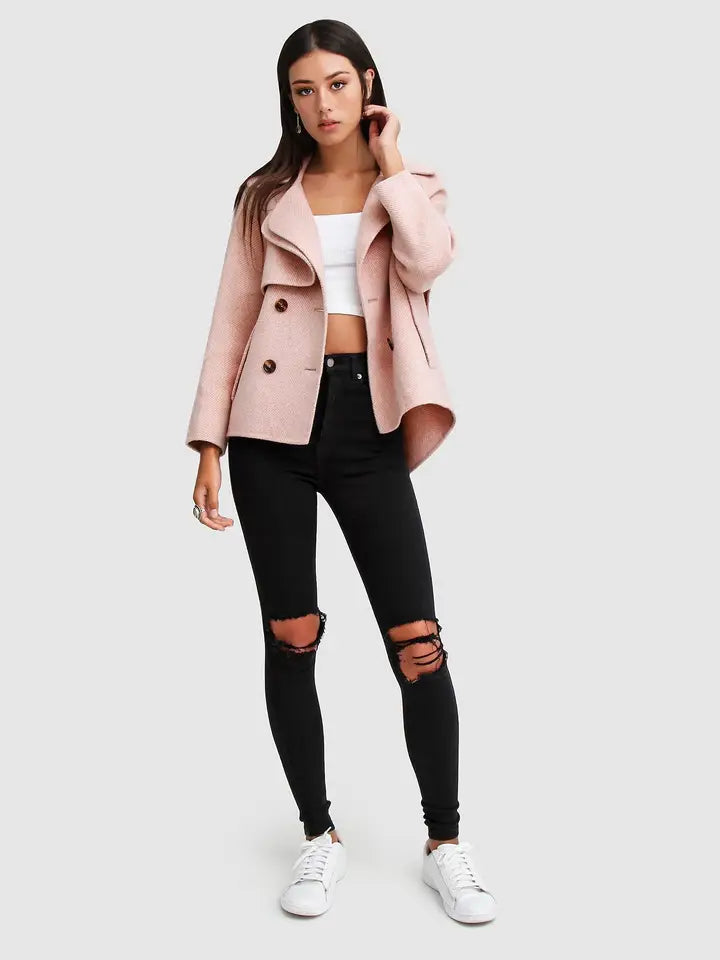 I'm Yours Wool Blend Peacoat - Blush Pink