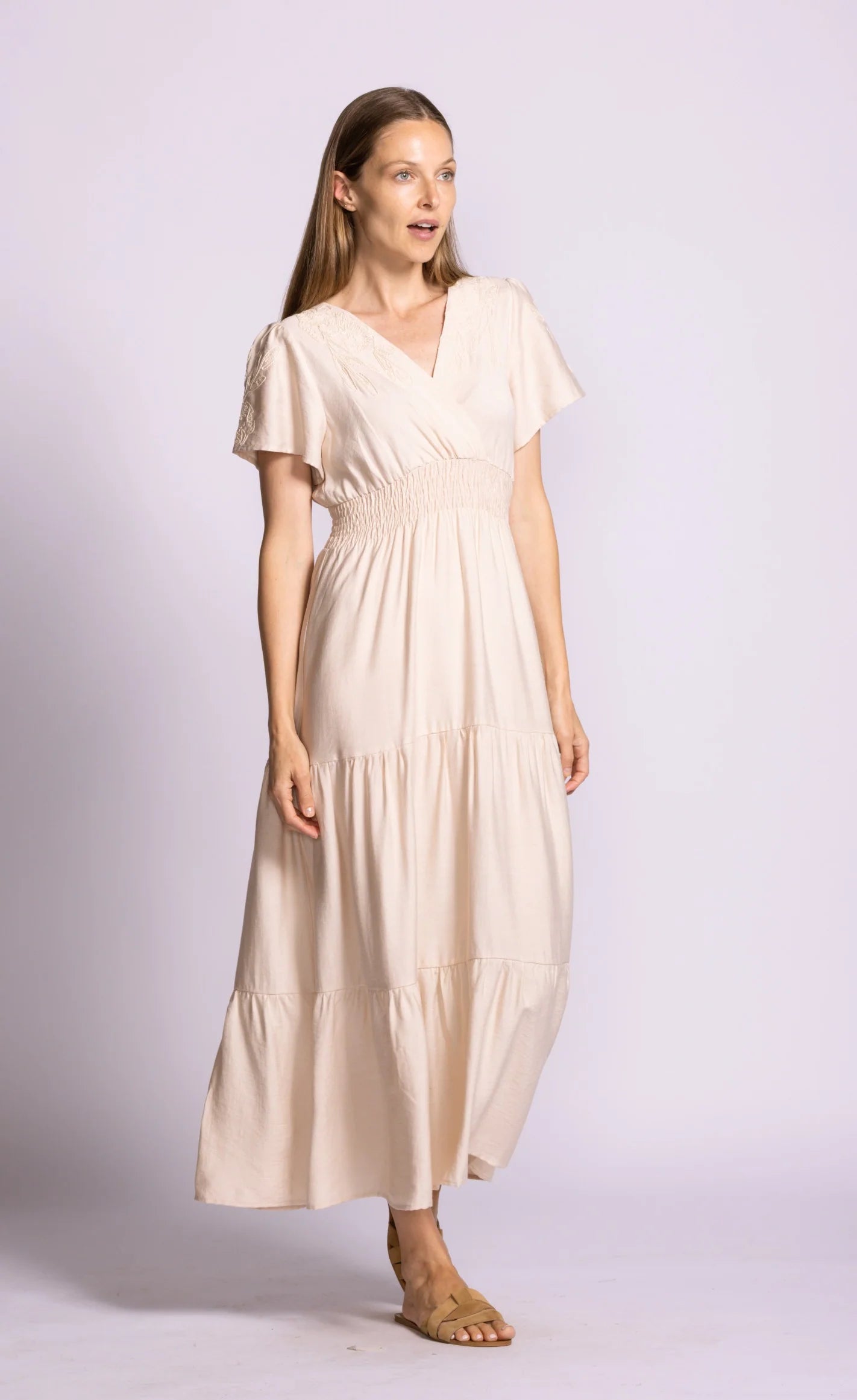 Irvine Viscose Blend Dress- Beige