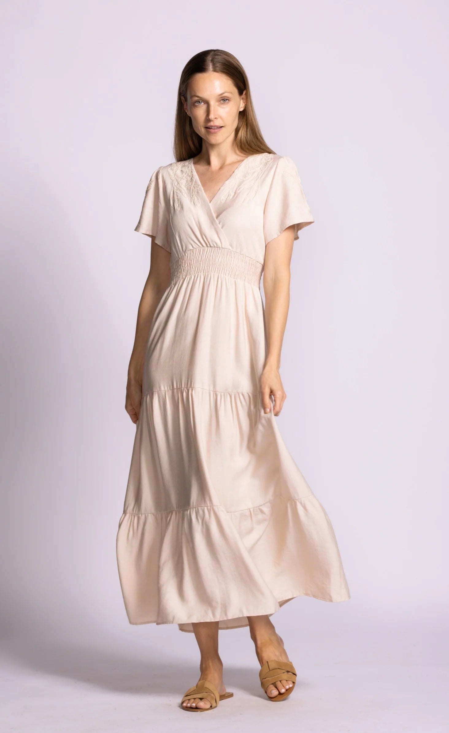 Irvine Viscose Blend Dress- Beige
