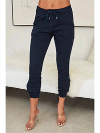 Italian Crinkle Jogger in Navy