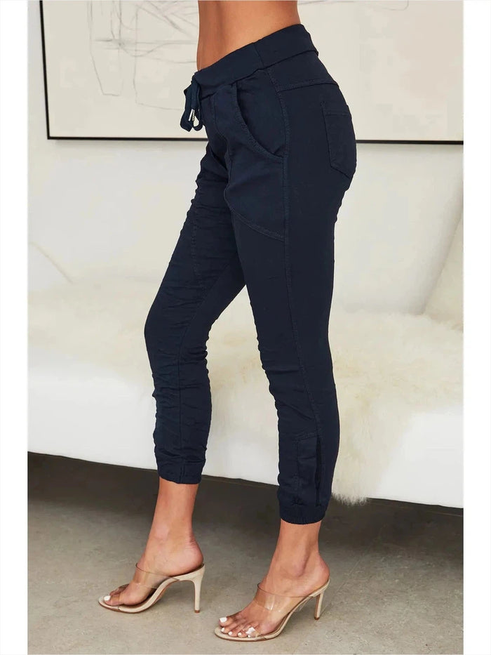 Italian Crinkle Jogger in Navy