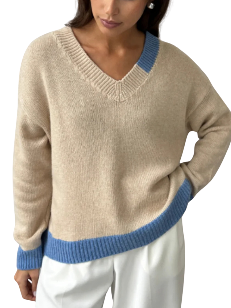 Jaime Bi-Colour Sweater - Sand/Blue
