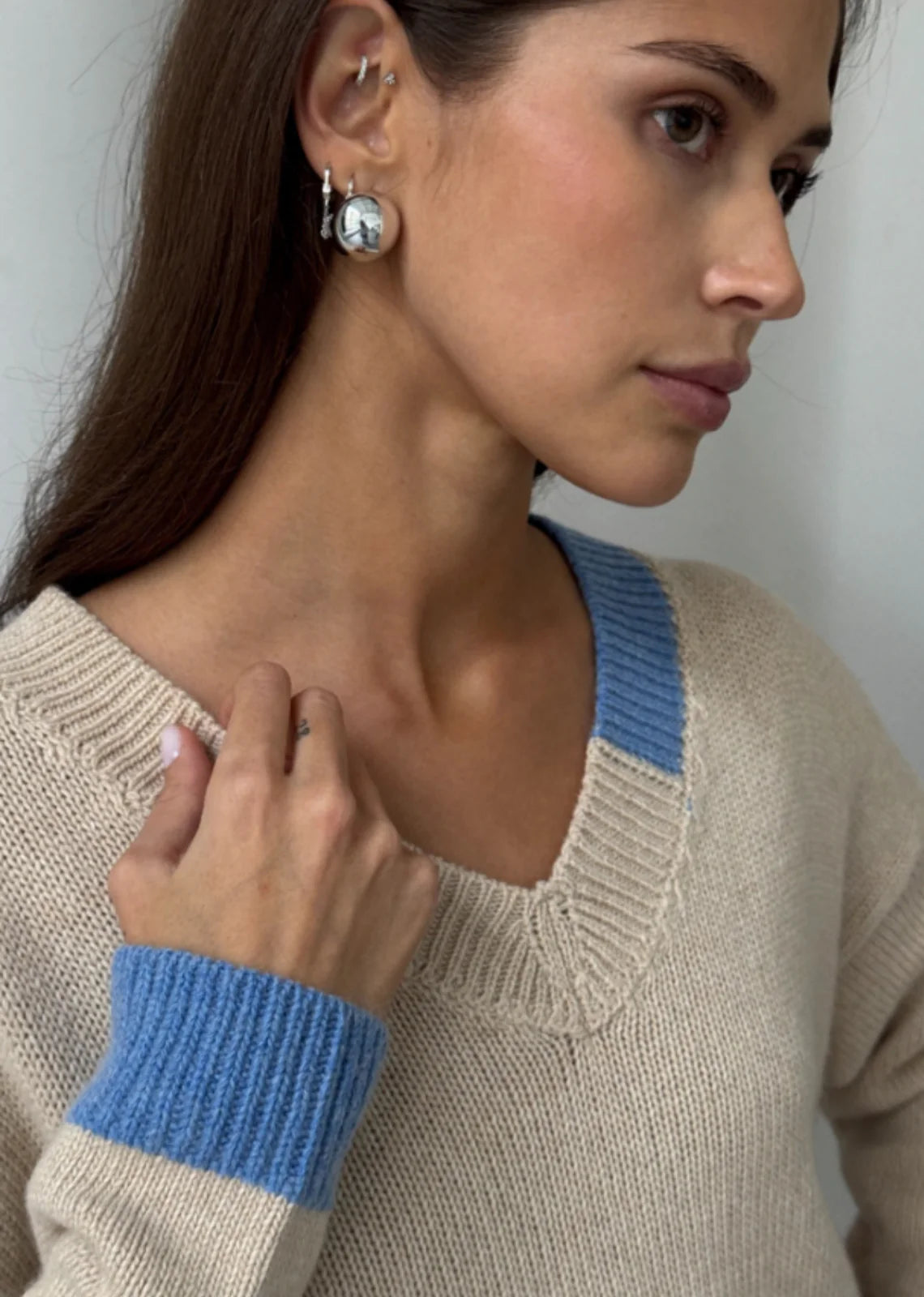 Jaime Bi-Colour Sweater - Sand/Blue