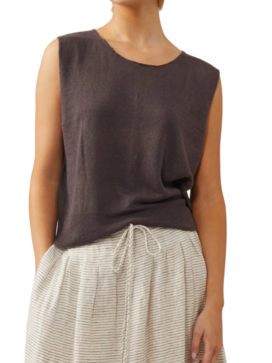 Jenny Linen Tank - Liquorice
