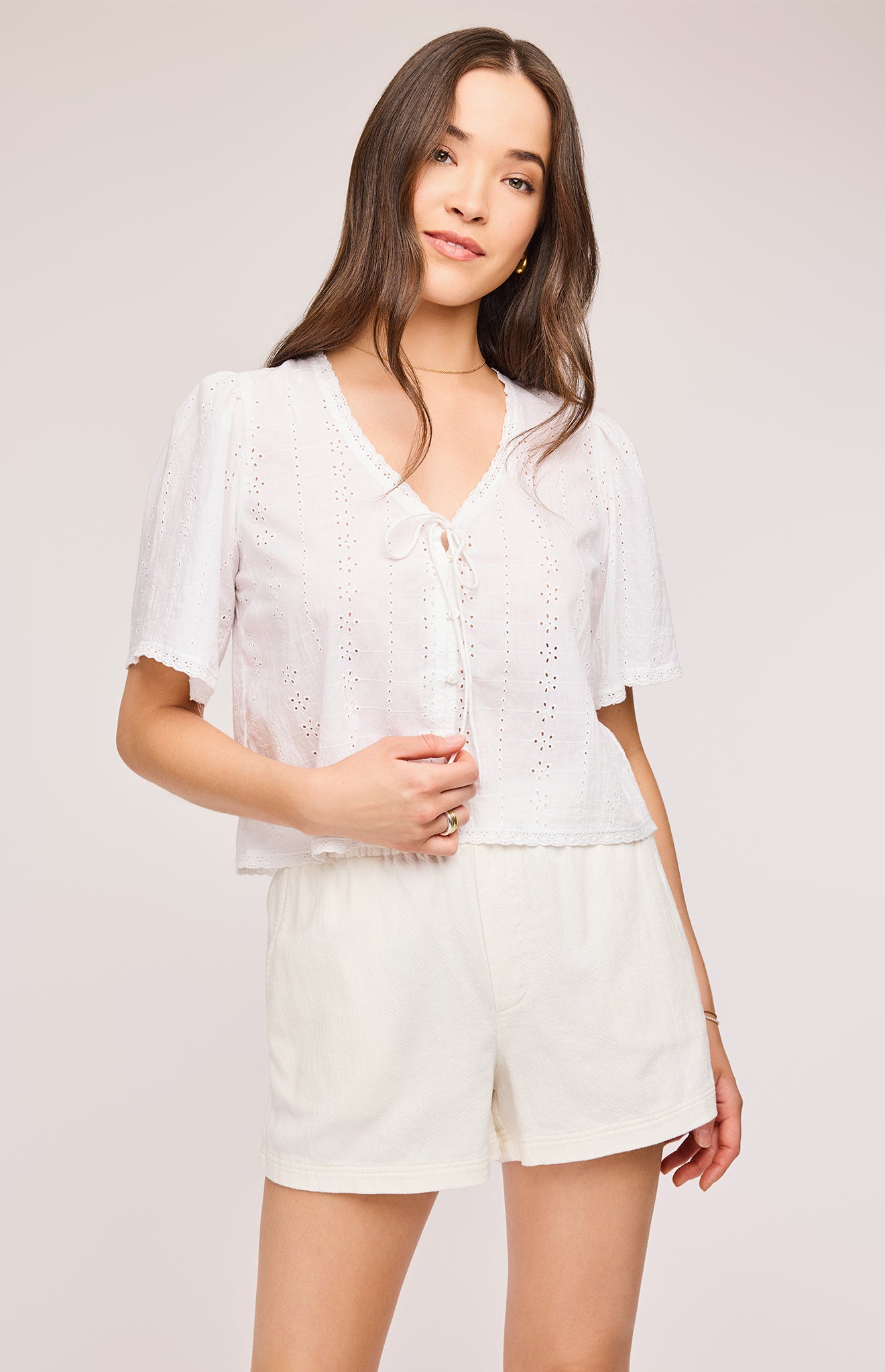 Jessa Eyelet Blouse - White