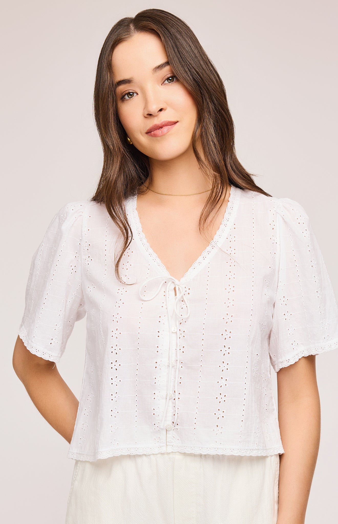 Jessa Eyelet Blouse - White