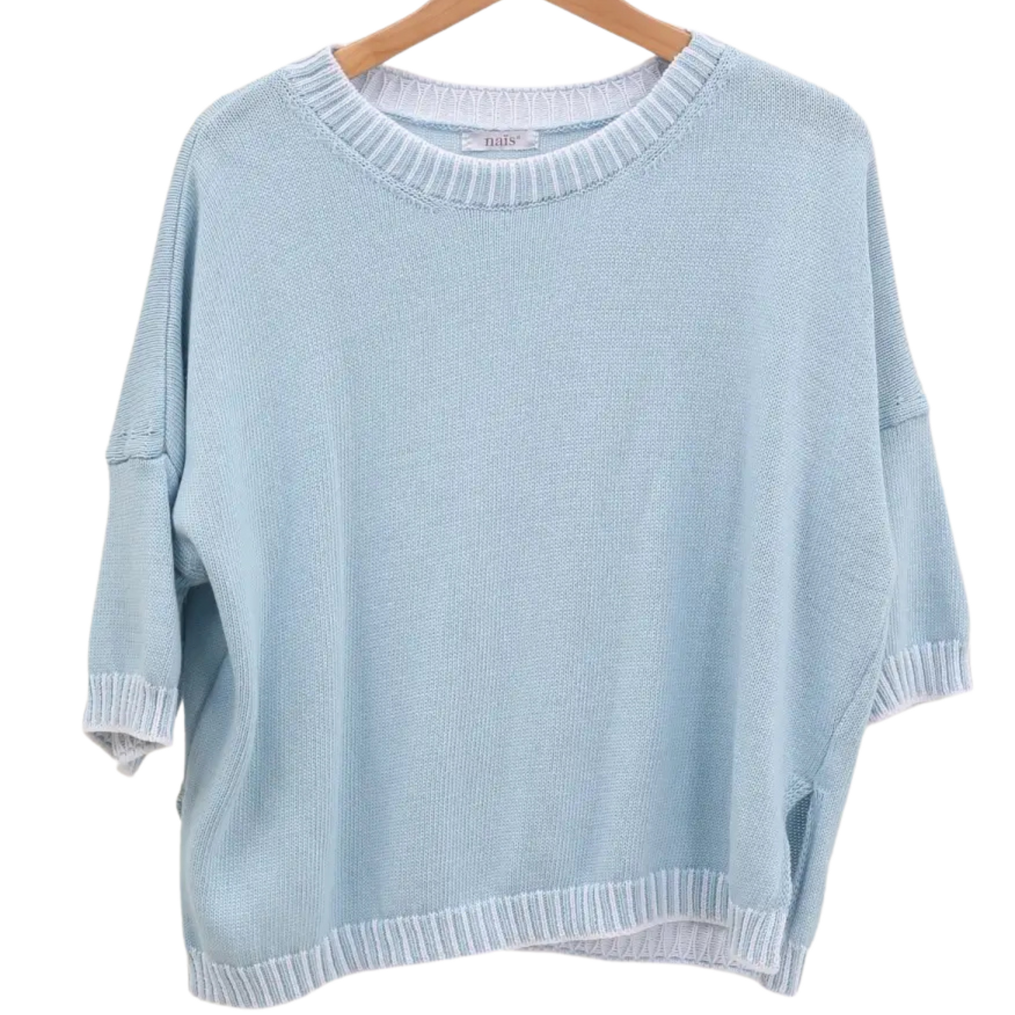Jesse Crew Neck Knit Sweater - Pale Blue