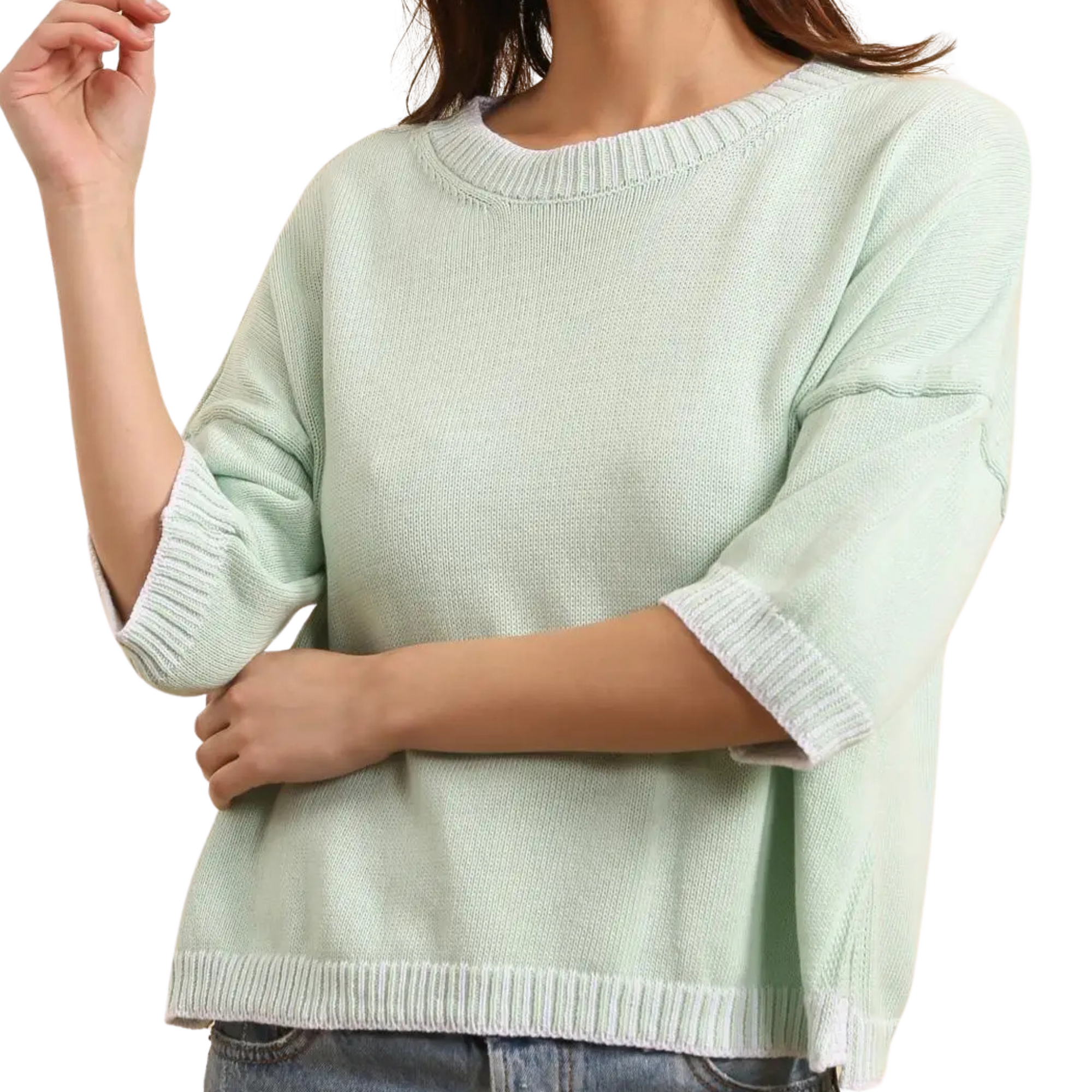 Jesse Crew Neck Knit Sweater - Pale Green