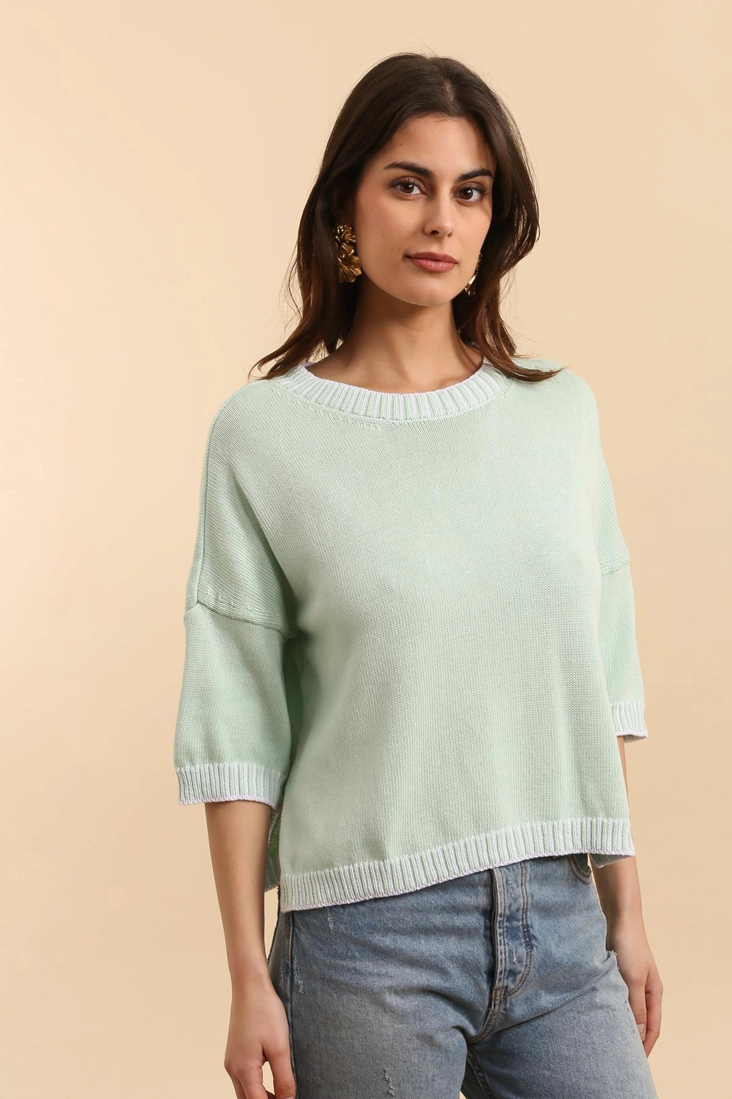 Jesse Crew Neck Knit Sweater - Pale Green
