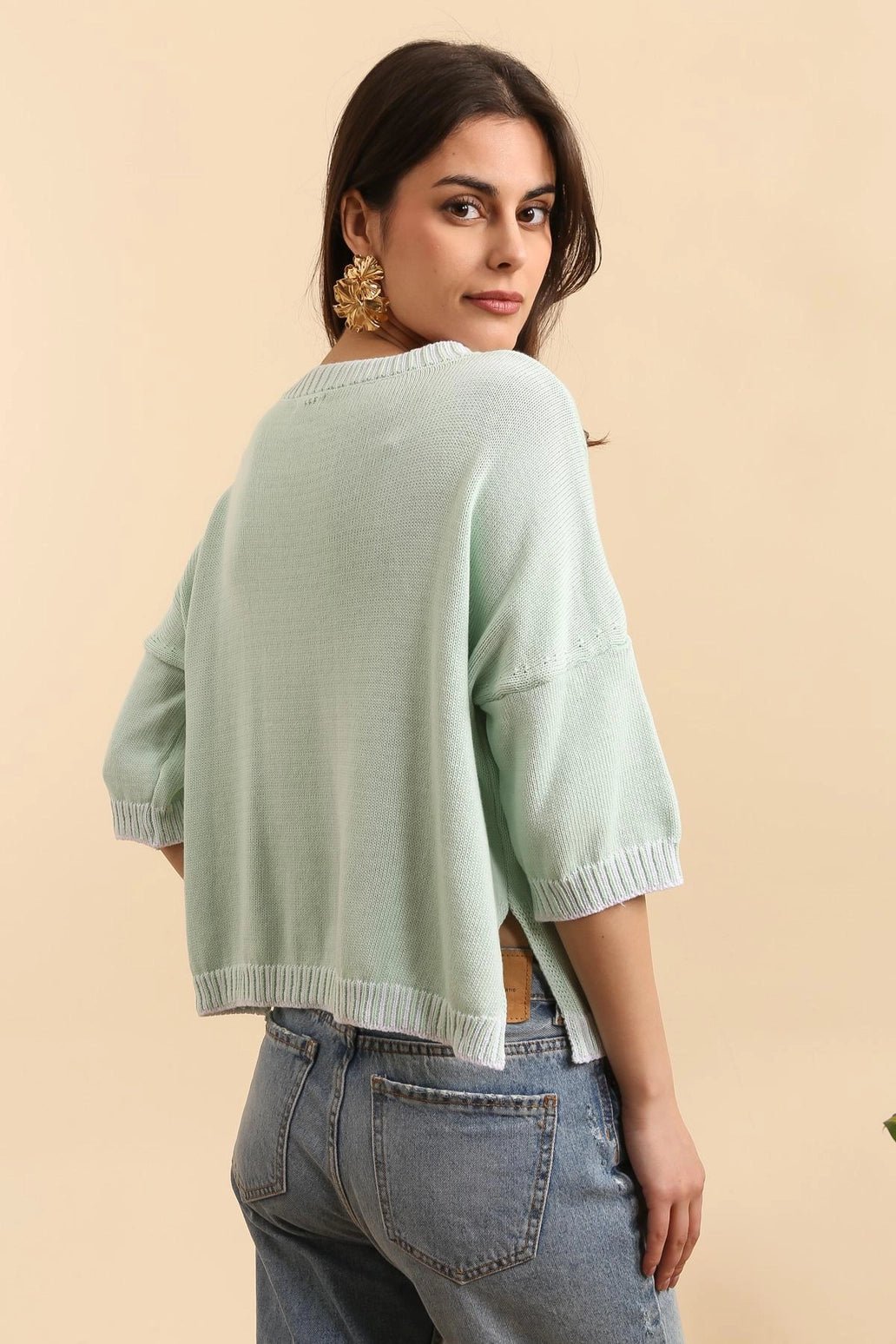 Jesse Crew Neck Knit Sweater - Pale Green