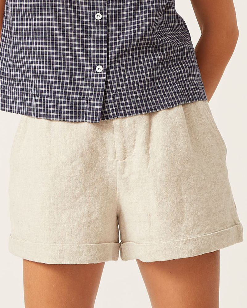 Jordan Linen Shorts in Oat