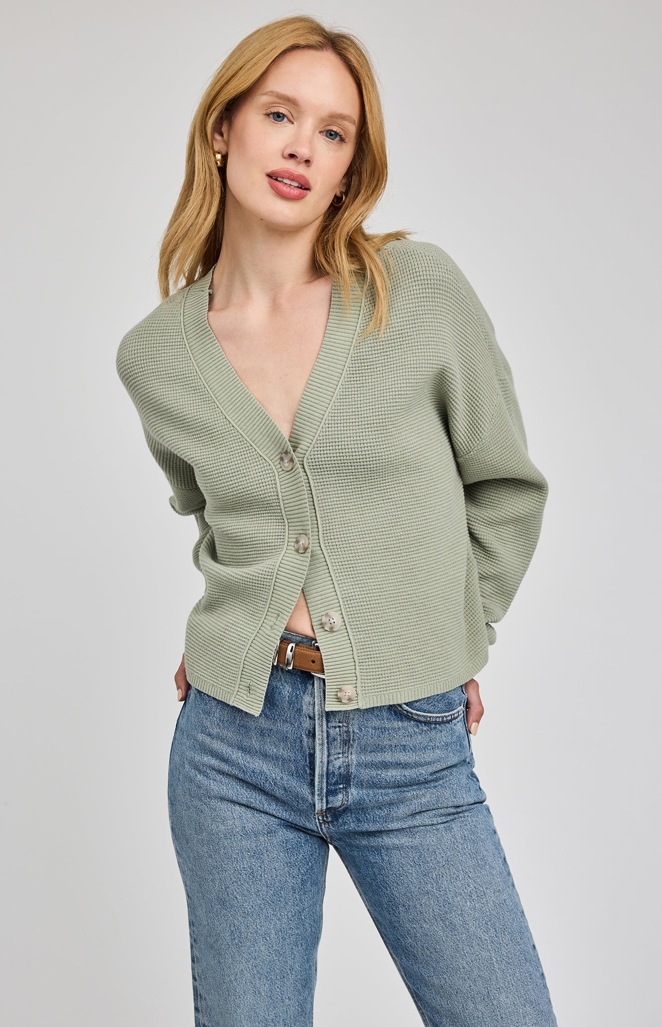 Joyce Button Cardigan - Cactus