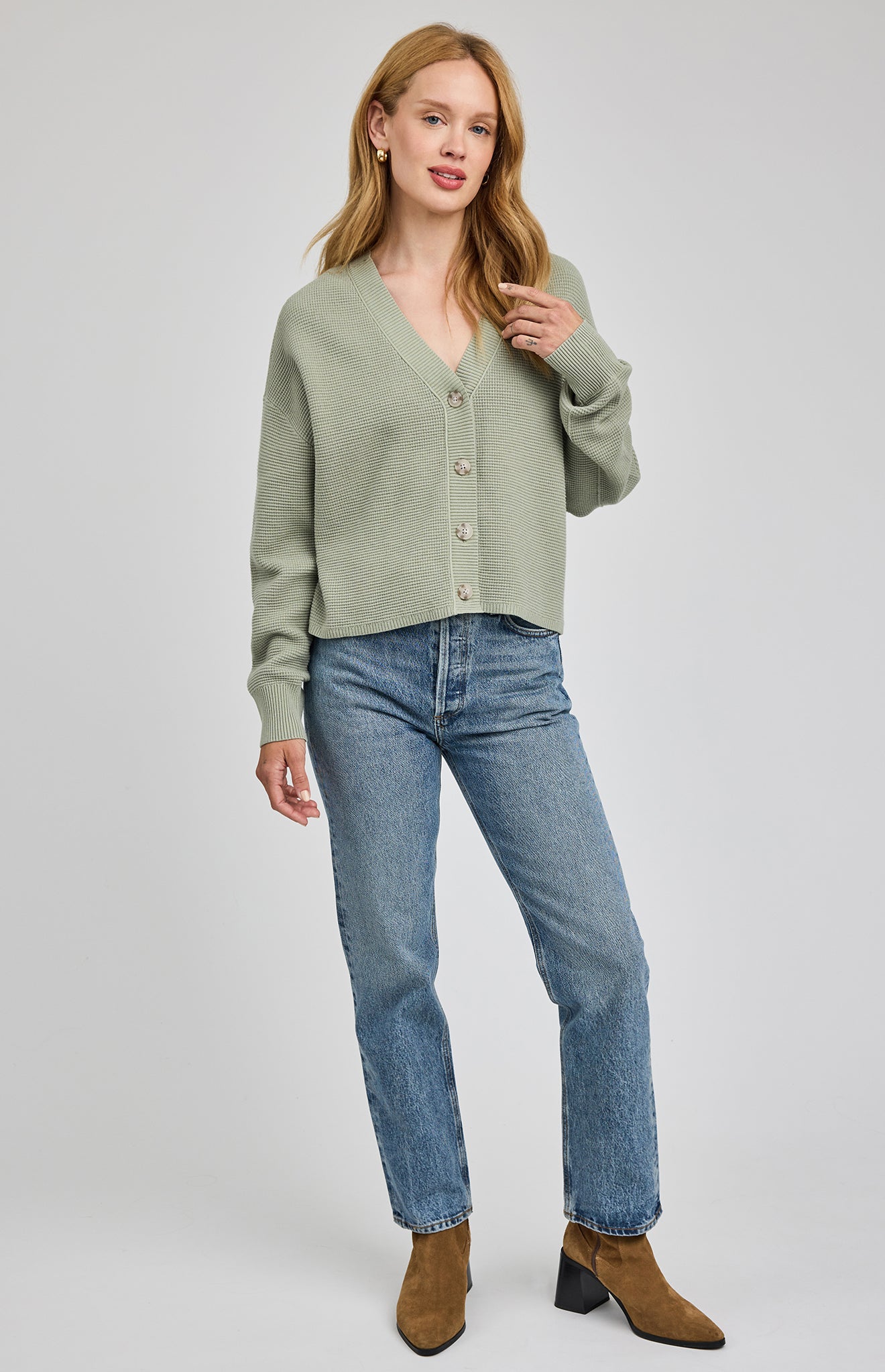 Joyce Button Cardigan - Cactus