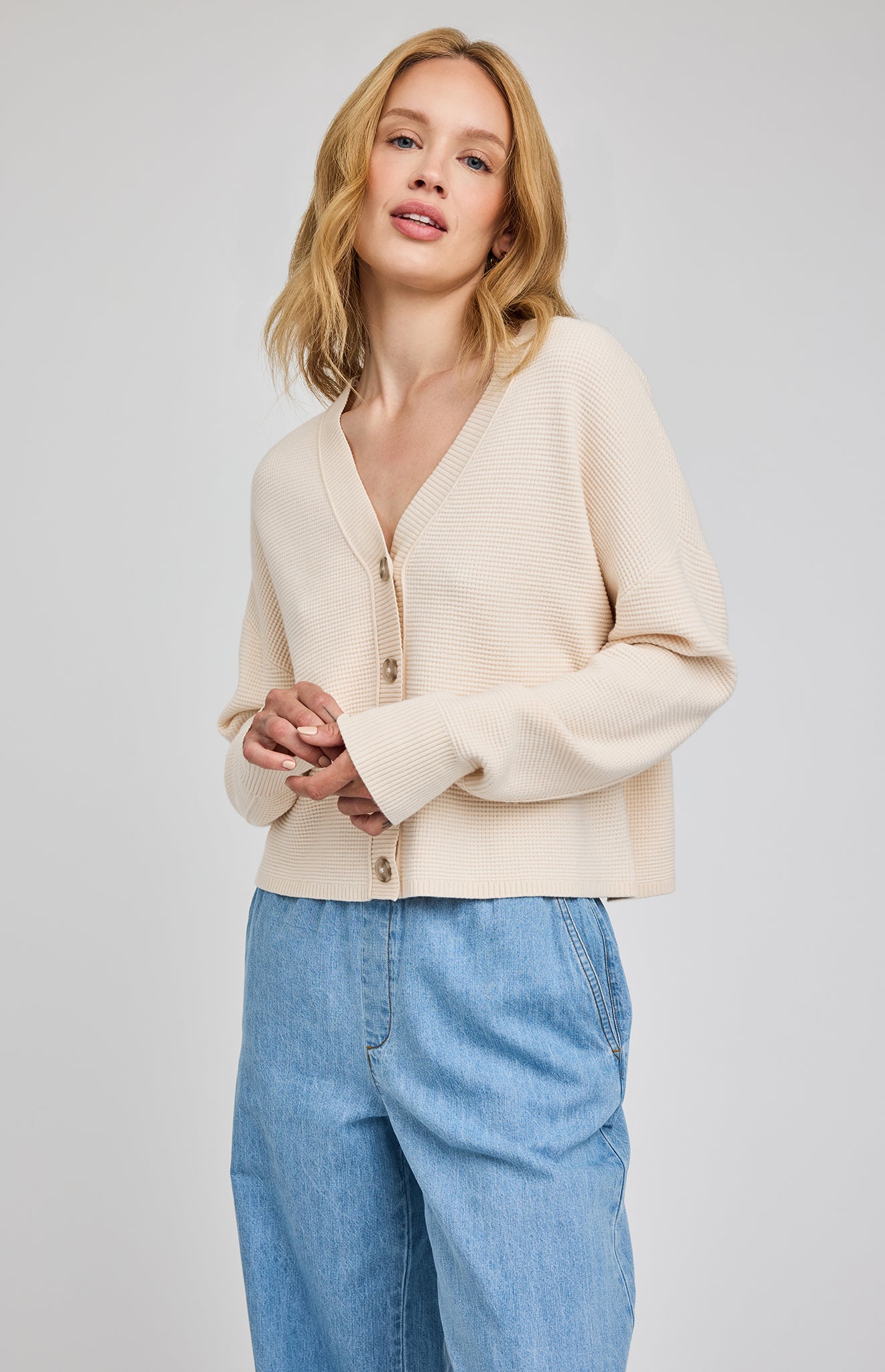 Joyce Button Cardigan - Cream