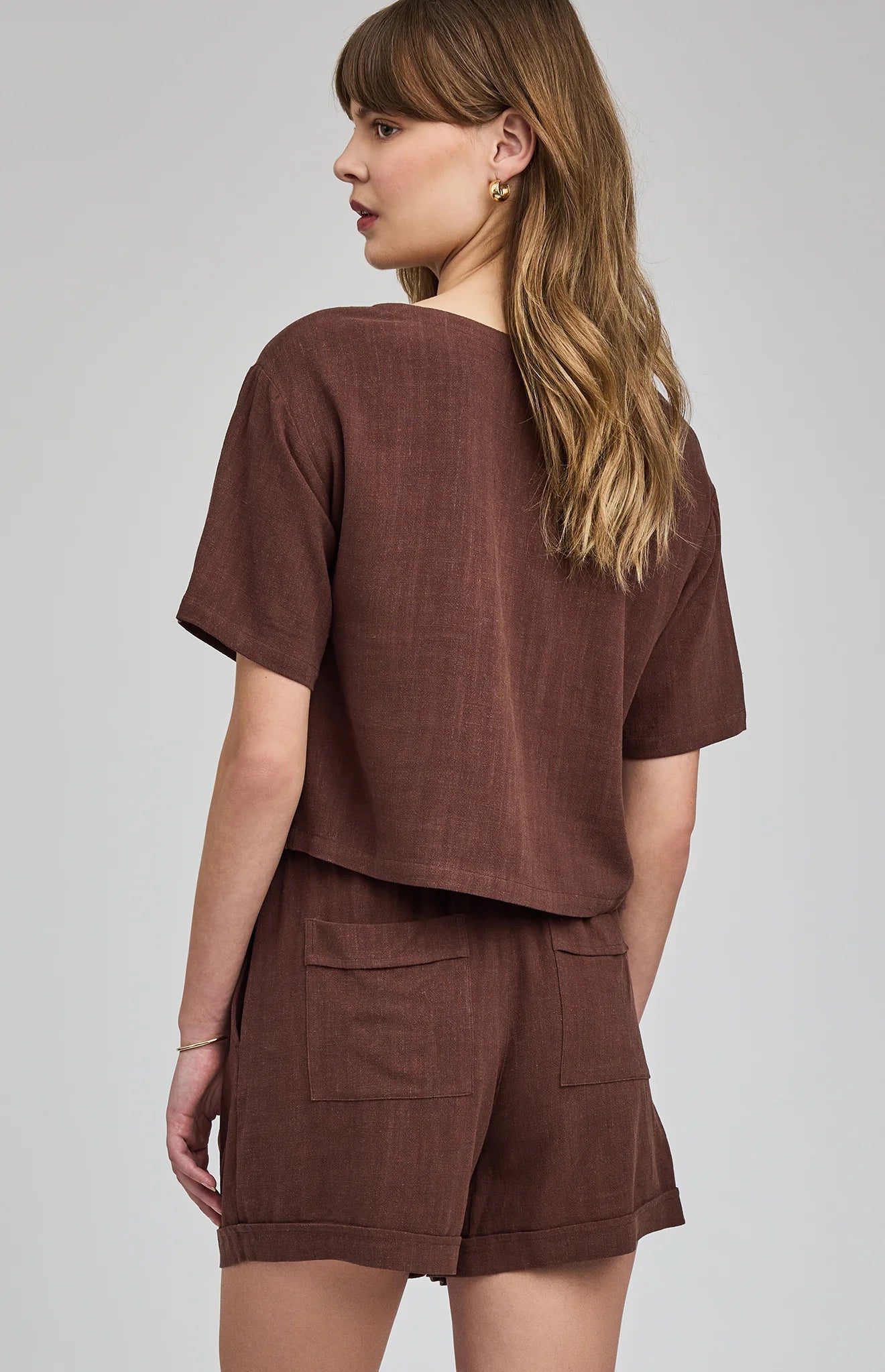 Juno Linen Blend Short- Espresso