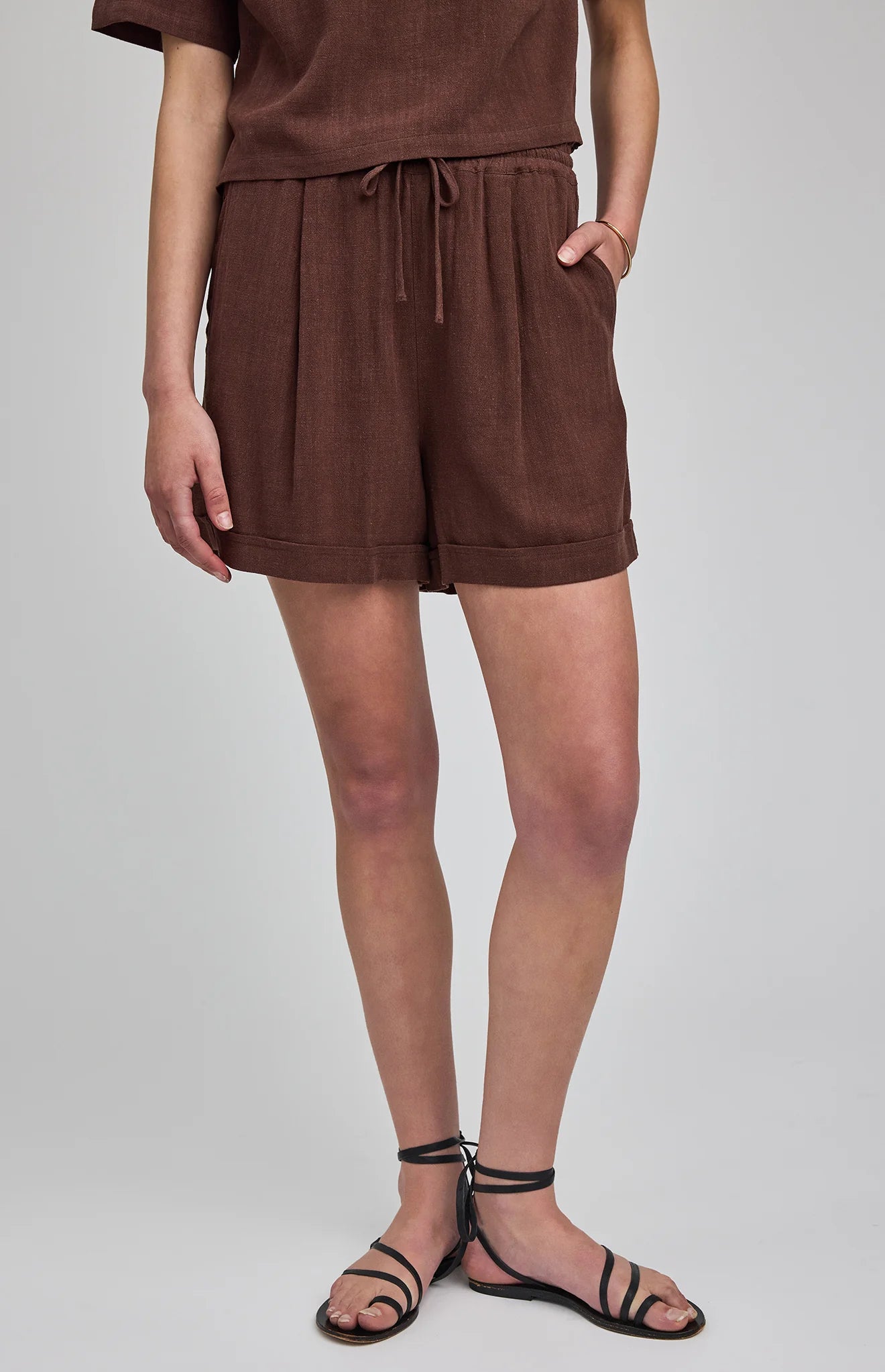 Juno Linen Blend Short- Espresso