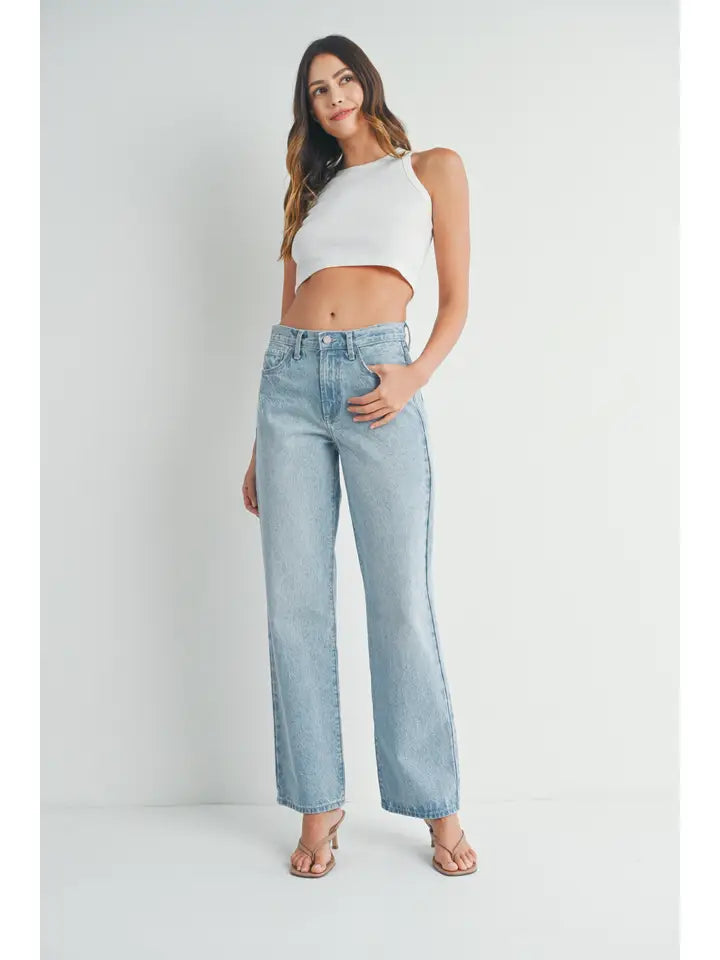 Just Black Denim Relaxed Straight Leg in Sky Blue