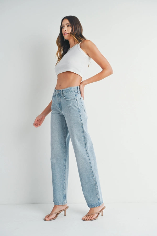 Just Black Denim Relaxed Straight Leg in Sky Blue