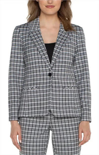 Fitted Blazer in White/Black Check