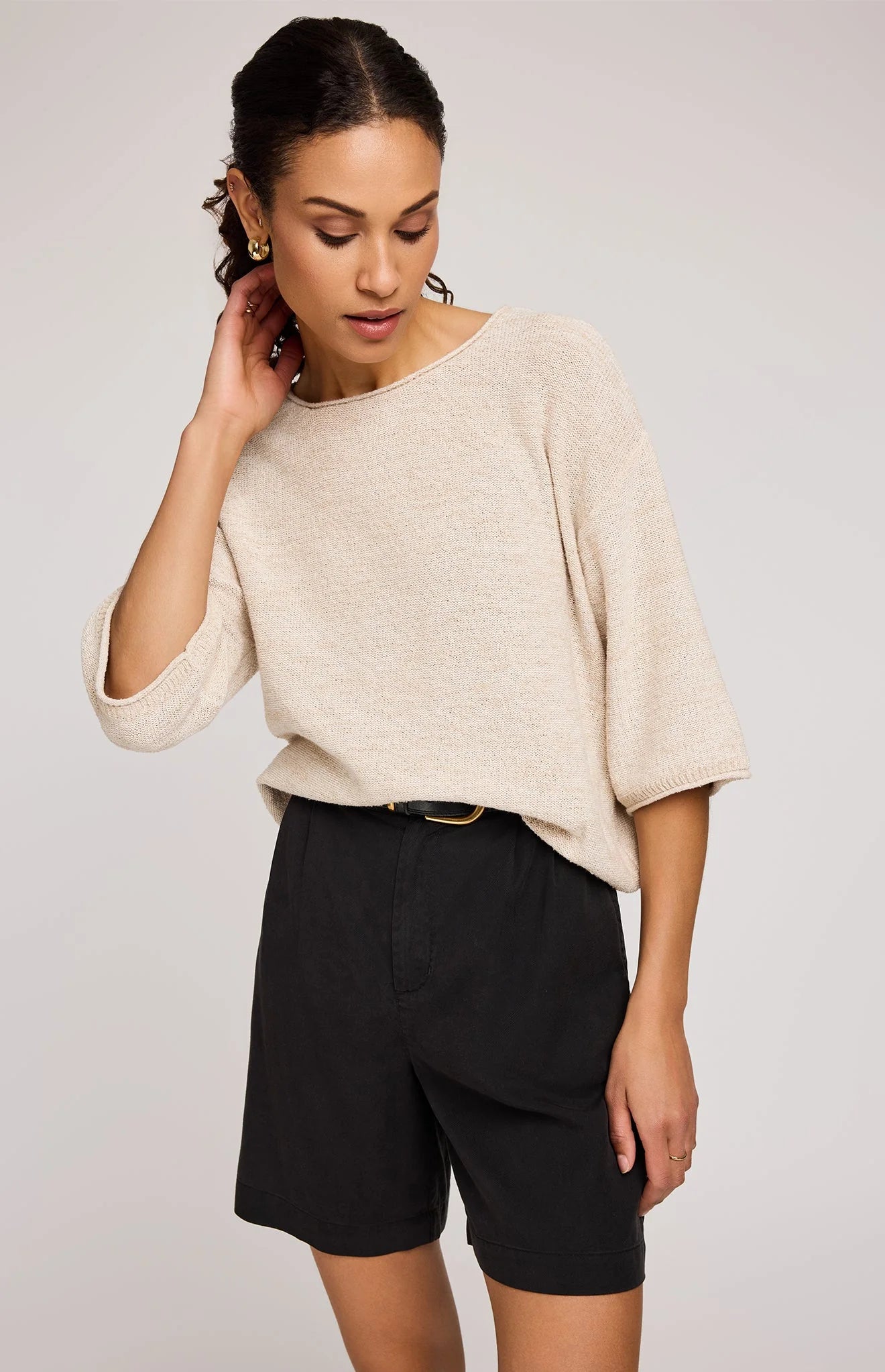 Kerrigan Slub Knit Sweater - Heather Bone