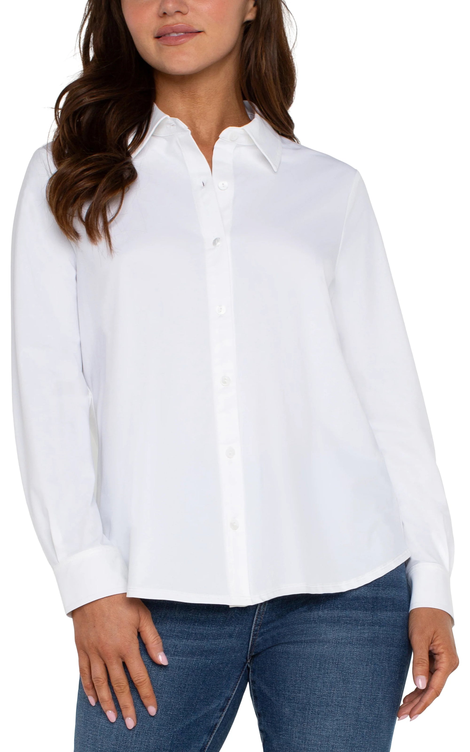 LS Button Shirt in White