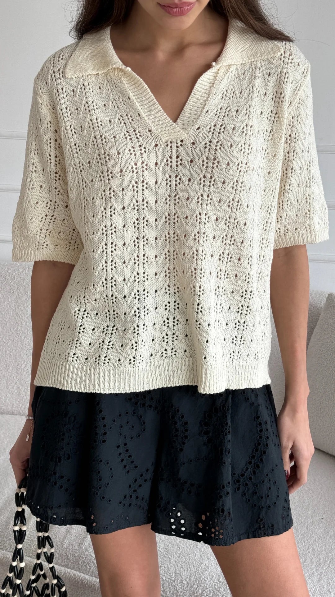Laina Broderie Short - Black