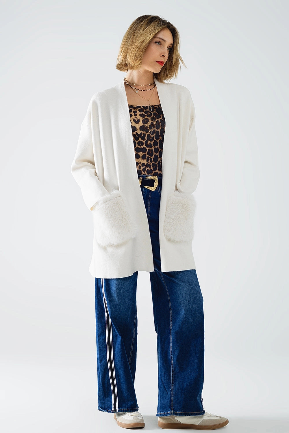 Lerina Plush Pocket Cardigan - French Cream