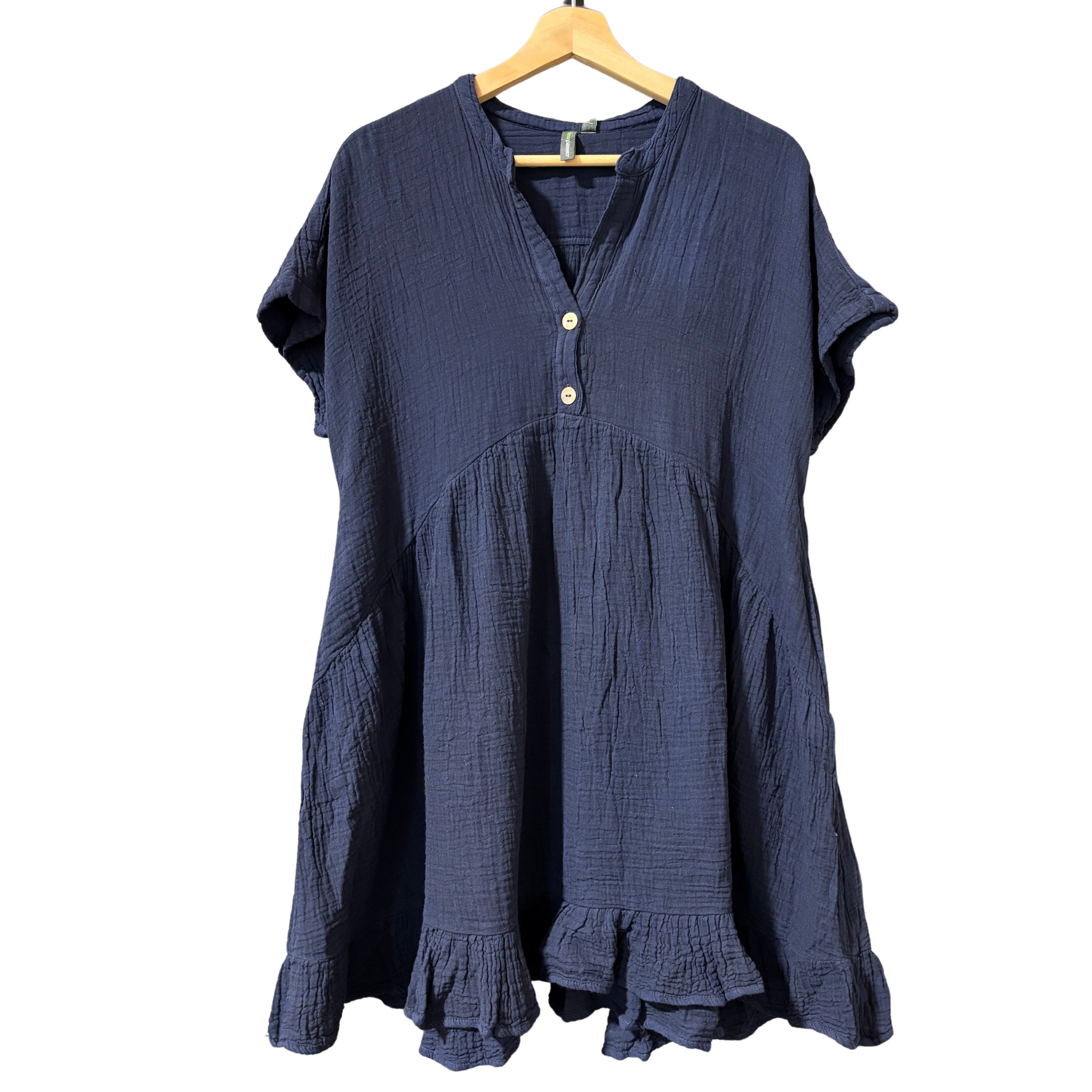 Lauren Cotton Gauze Mini Dress - Navy