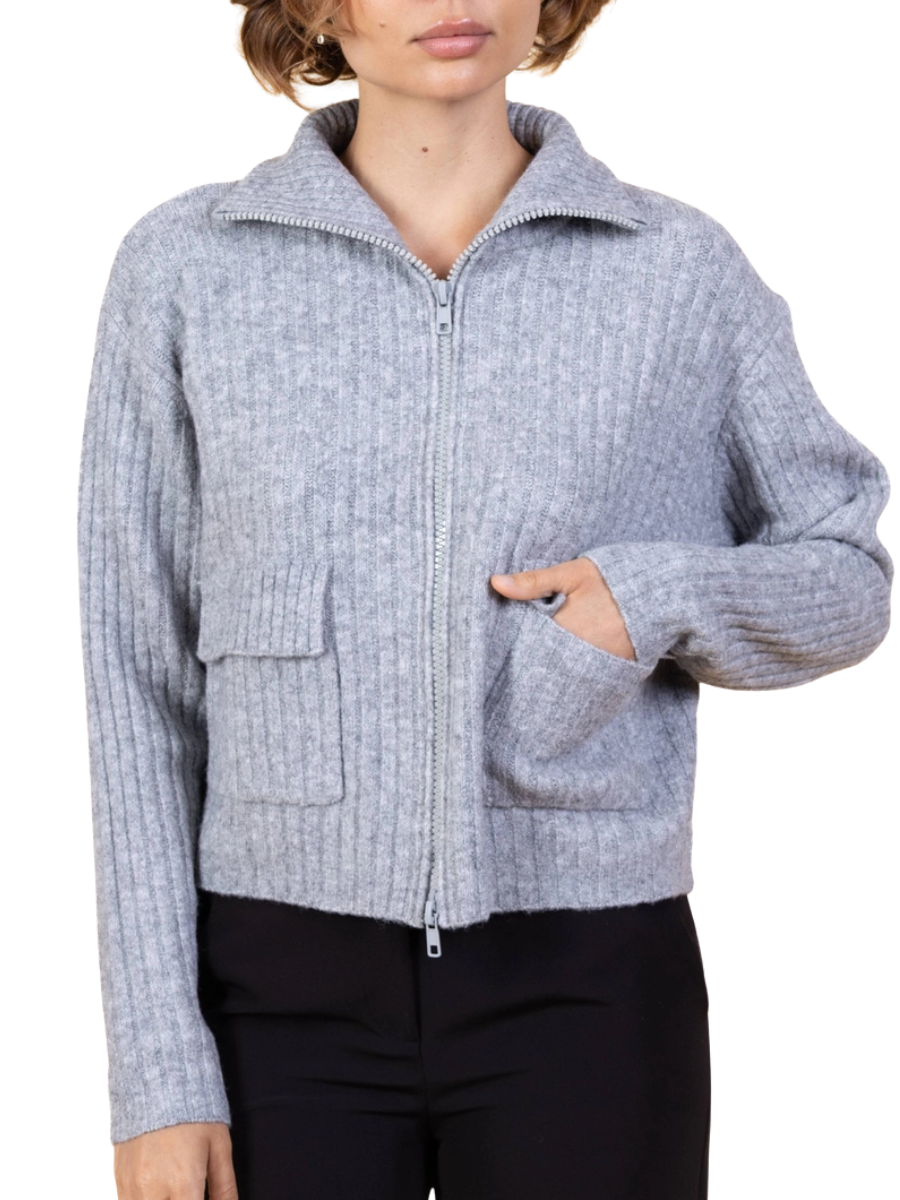 Laury Knit Zip-Up - Grey
