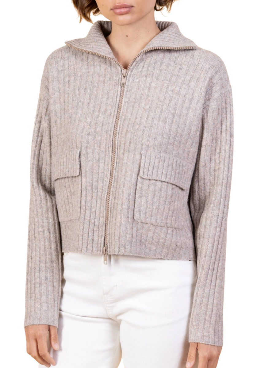 Laury Knit Zip-Up - Taupe