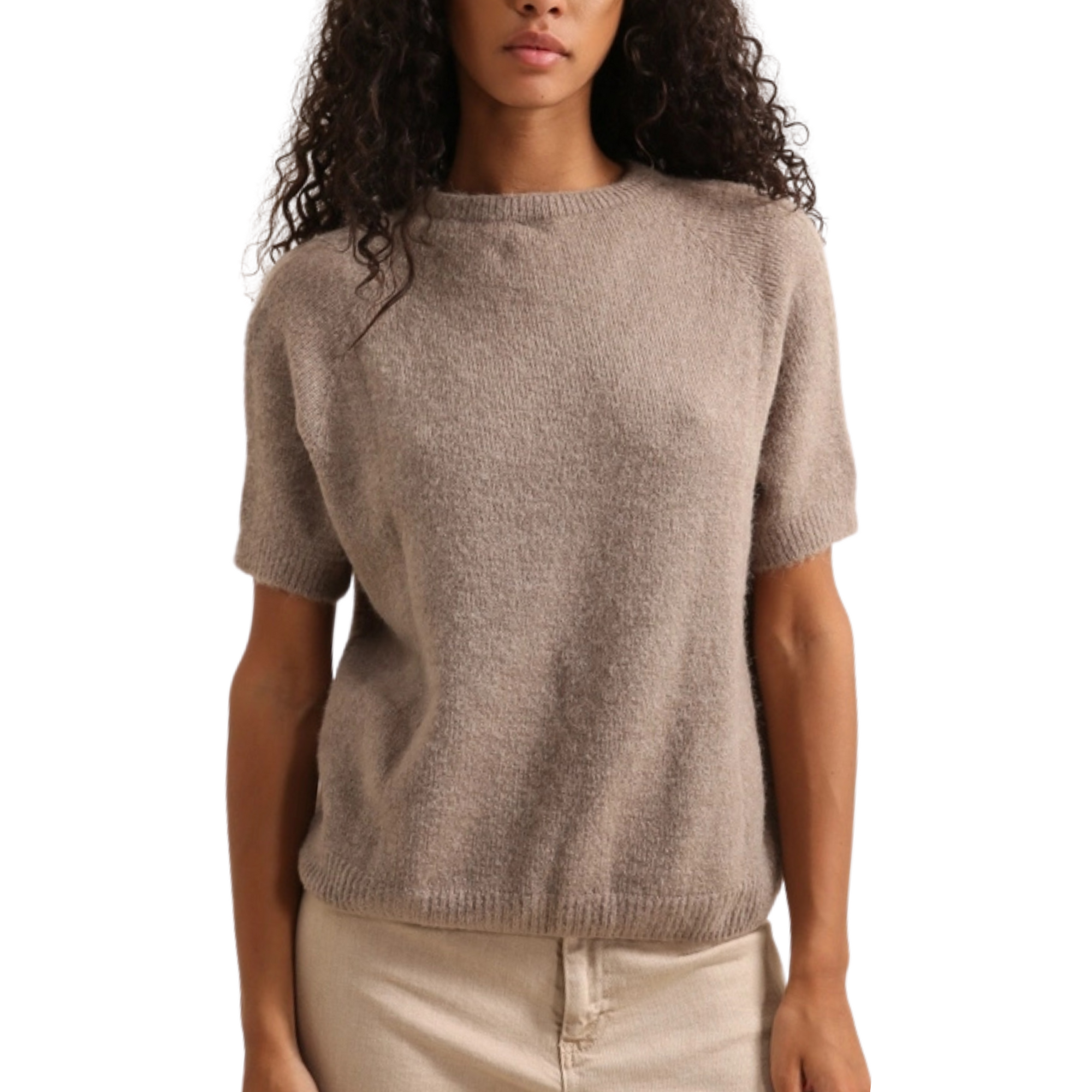 Layton Alpaca Short Sleeve Sweater in Mole