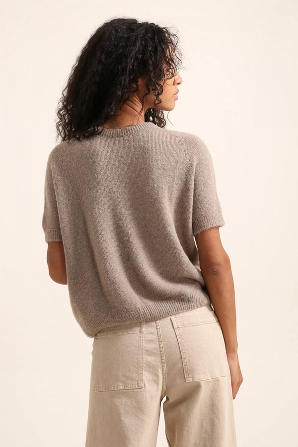 Layton Alpaca Short Sleeve Sweater in Mole