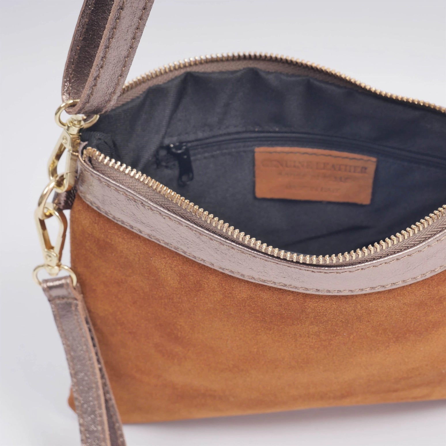 Leather Pouch- Suede Camel