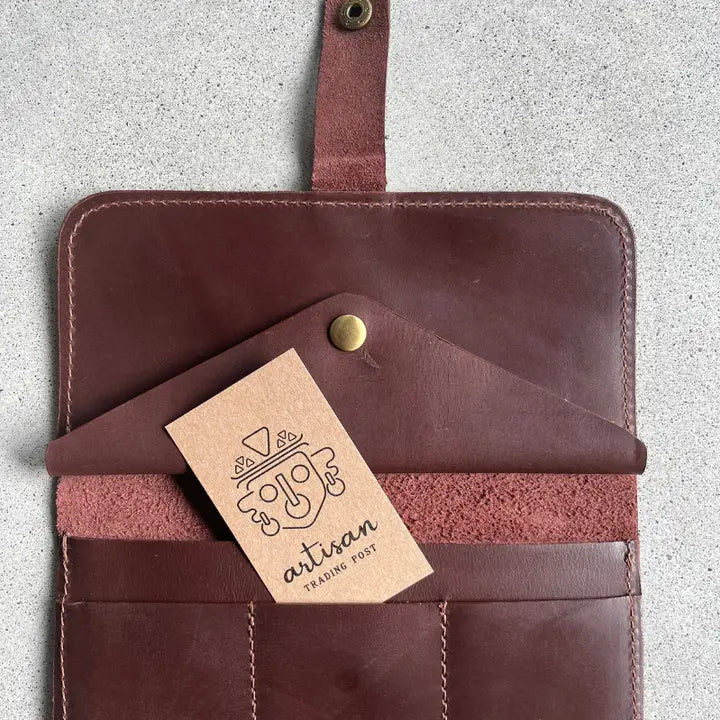 Leather Handmade Clutch Wallet - Hickory