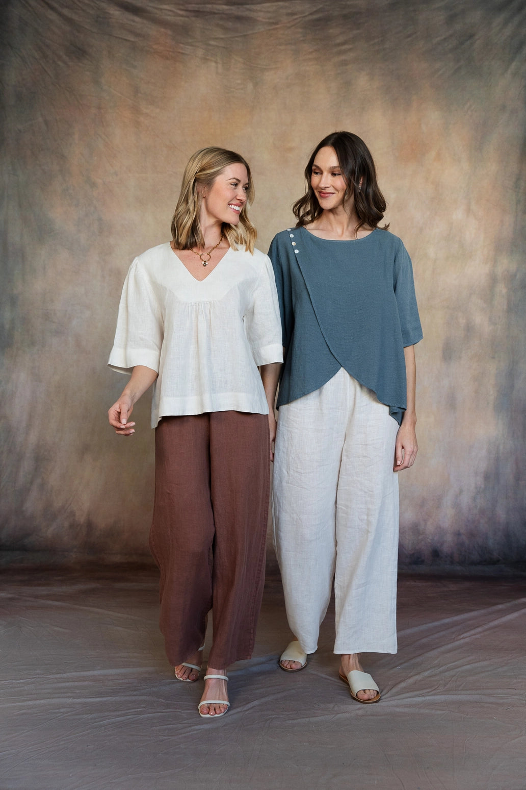 Lenore Wide Leg Linen Pant - Espresso Brown
