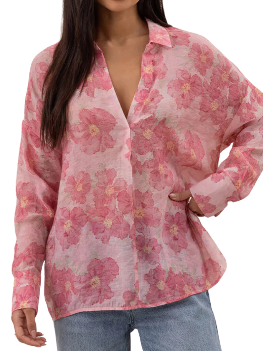 Libby Printed Shirt - Soft Pink Floral