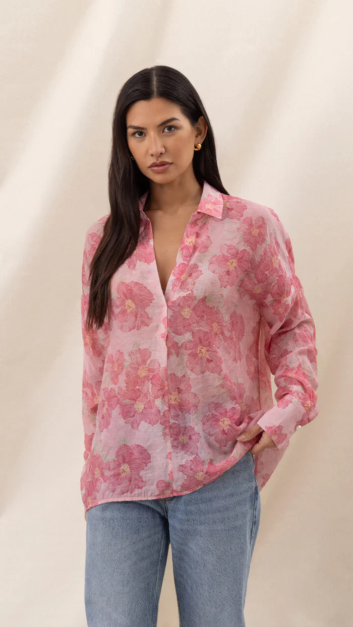 Libby Printed Shirt - Soft Pink Floral