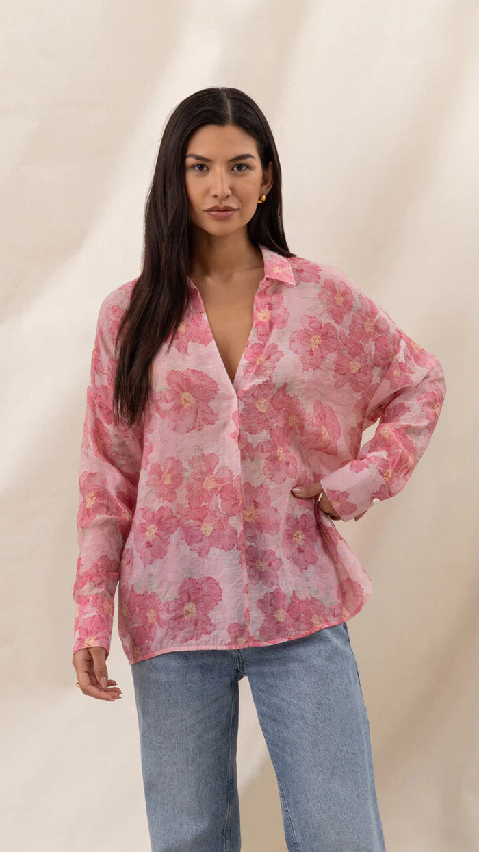 Libby Printed Shirt - Soft Pink Floral