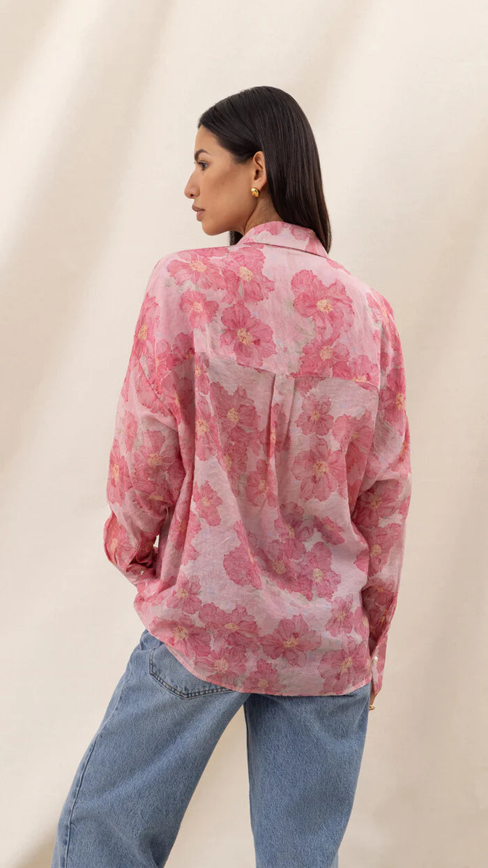 Libby Printed Shirt - Soft Pink Floral