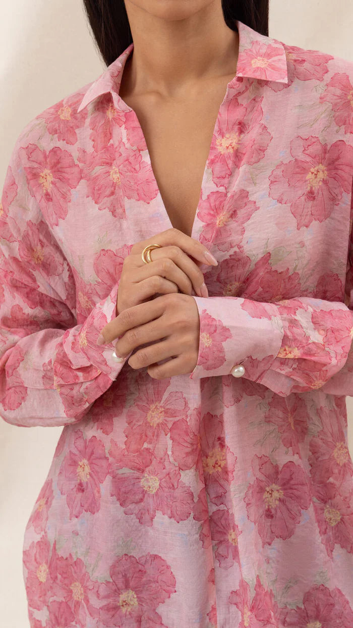 Libby Printed Shirt - Soft Pink Floral