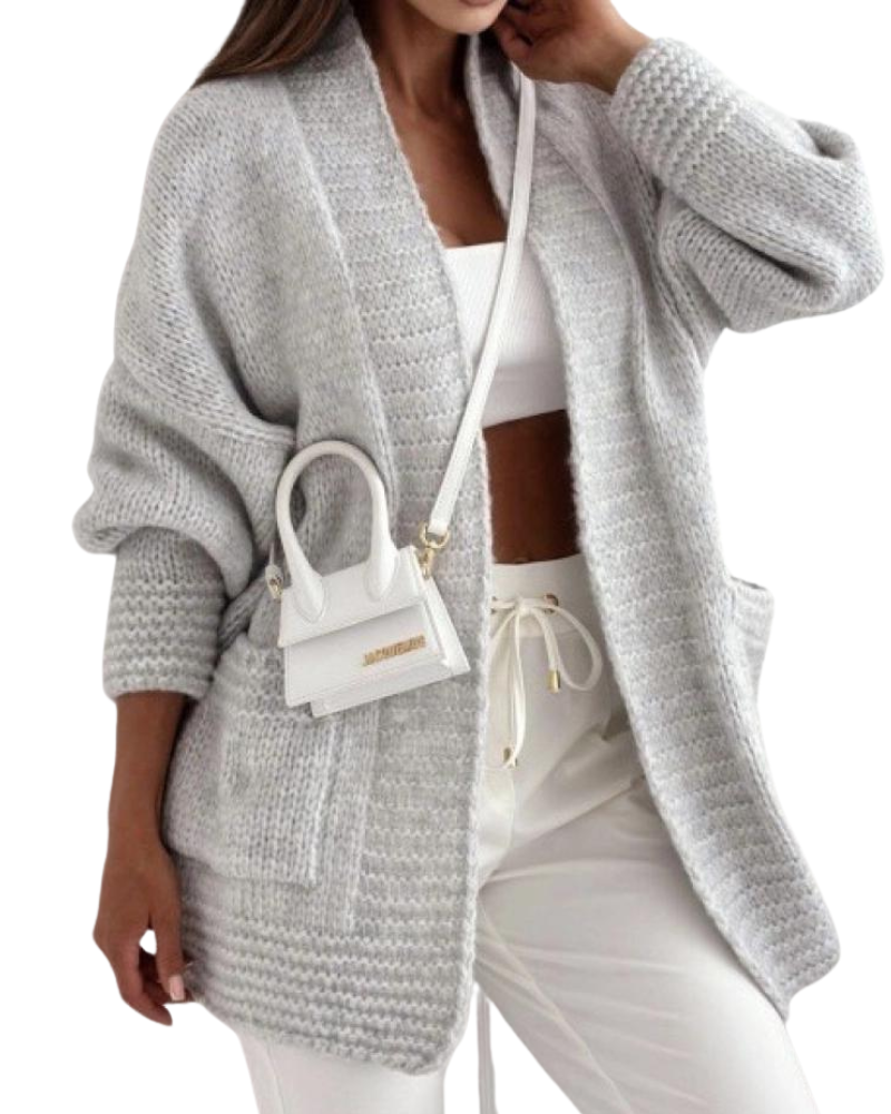 Carrie Light Knit Cardi in Grey