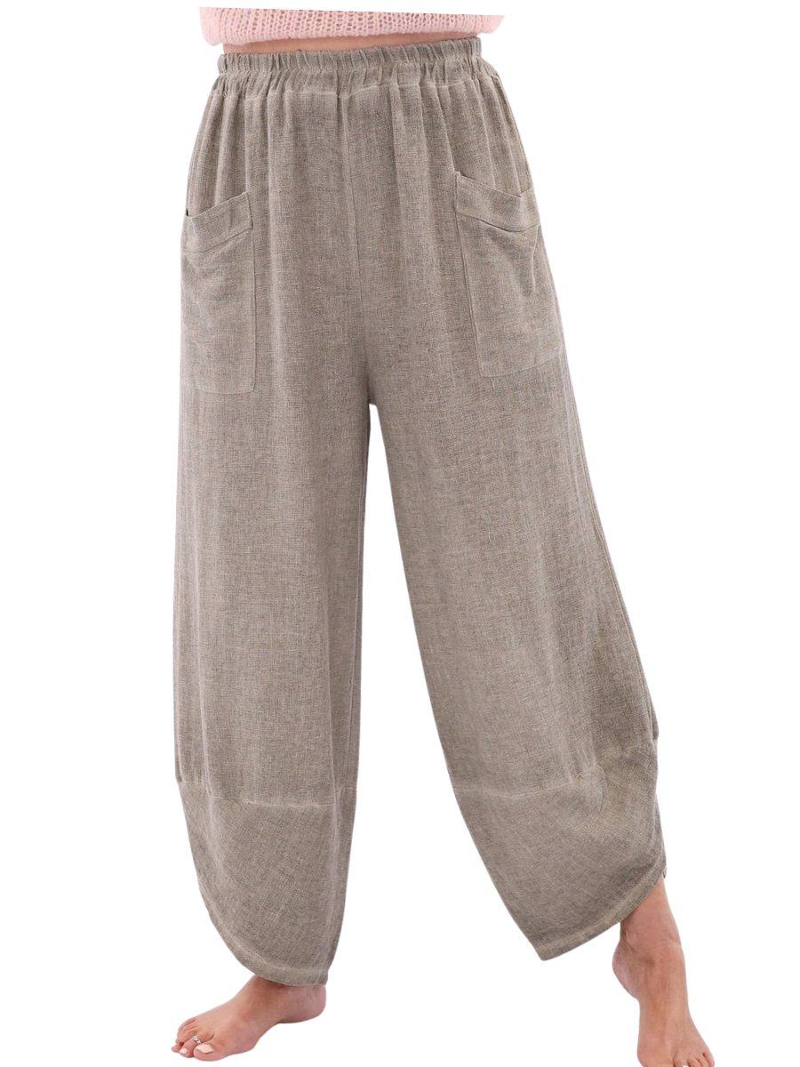 Linen Blend Harem Pant - Truffle