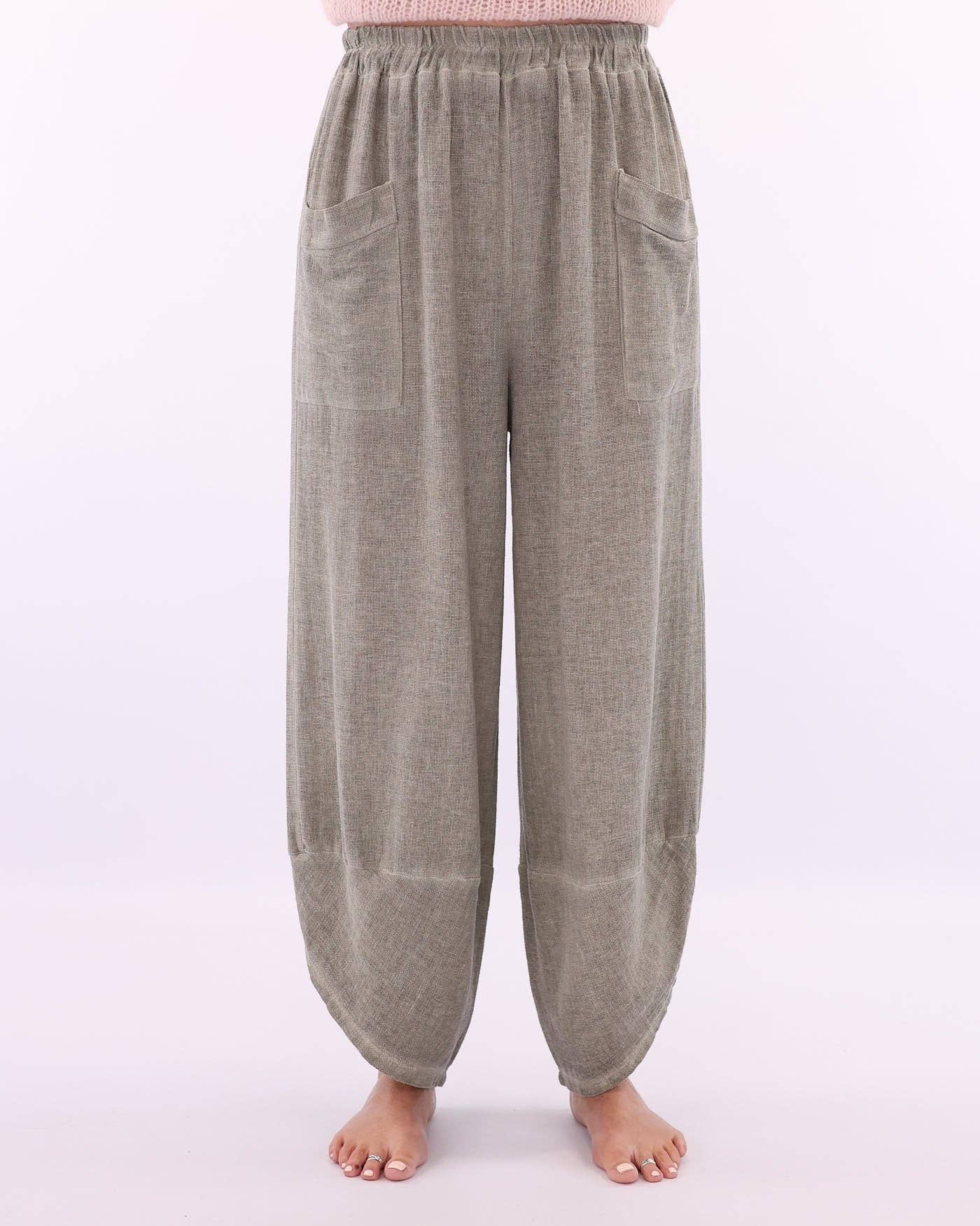 Linen Blend Harem Pant - Truffle