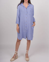 Linen Shirt Dress in Lilac