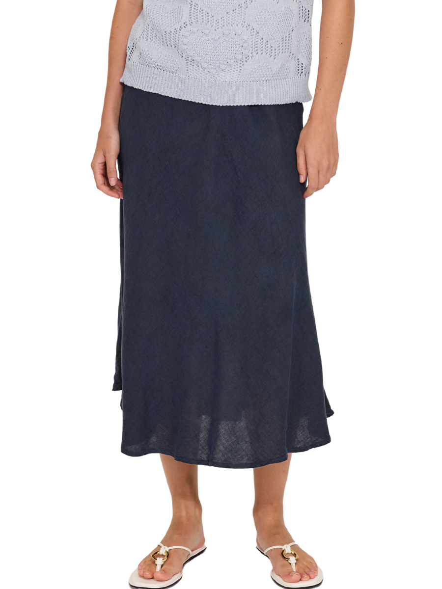 Linen Slip Skirt - Midnight Navy