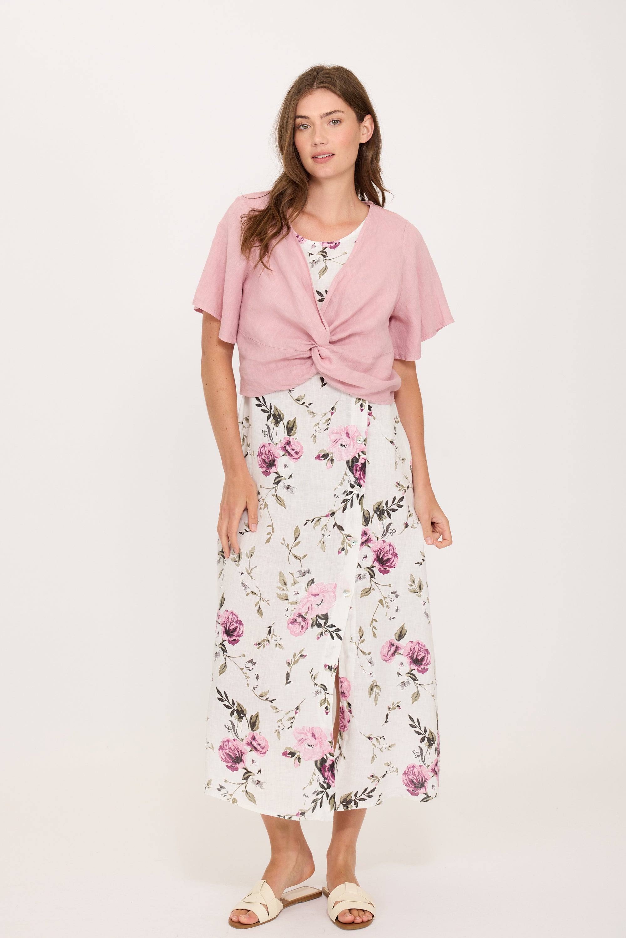 Linen Twist Top - Pink